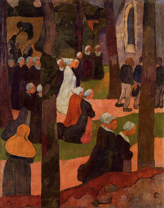  Sérusier A Breton Sunday. 1890. coiffe du  Huelgoat.c'est bien la chapelle des Cieux.